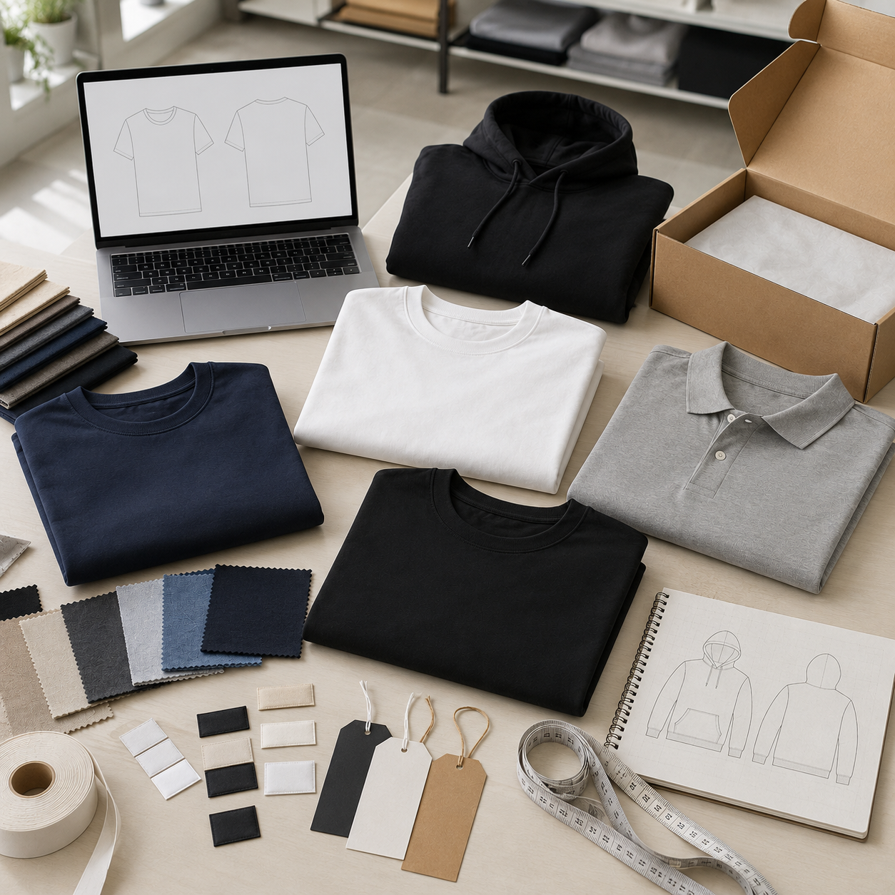 Private-label apparel development and packaging support for UK brands