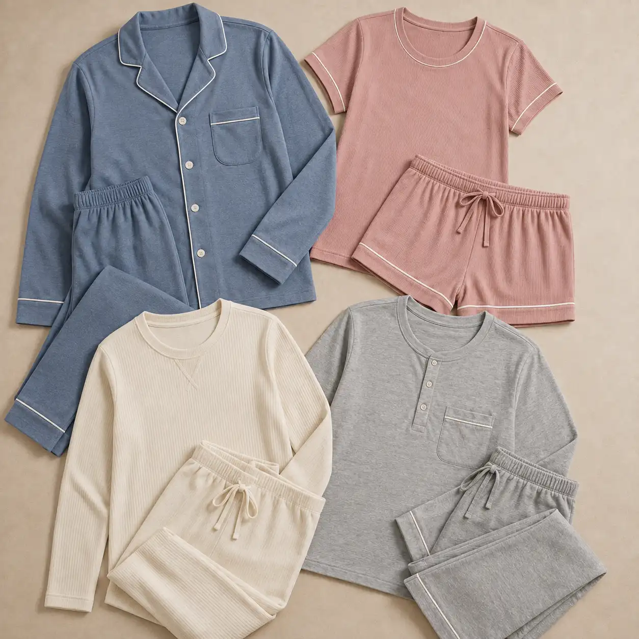 Private label knitted sleepwear and pajama manufacturing collection
