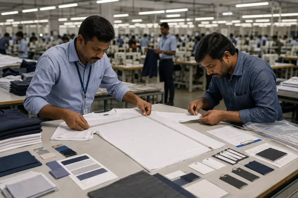 Apparel quality control inspection of private label garments during production in India